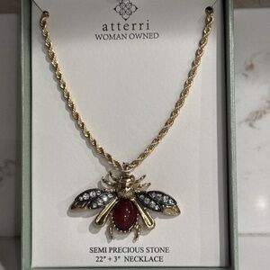 Atterri Designer Bee Semi Precious Stone Pendant Necklace